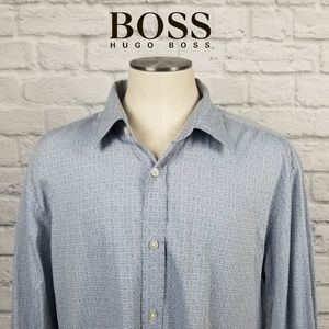 Hugo Boss Geometric Button Front Shirt Sz L